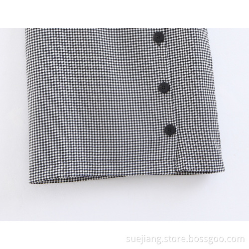 Plaid Decorative Medium-Length Skirt